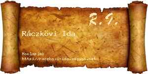Ráczkövi Ida névjegykártya
